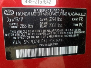 2017 HYUNDAI ELANTRA